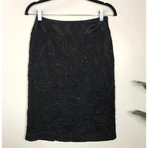 Lafayette 148 Women's 2 Petite Silk Beaded Skirt Formal Sparkly Textured Evening